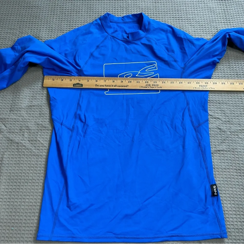 NRS HydroSilk Long Sleeve Rash Guard Swim Shirt Large Men’s Blue Fitted UPF